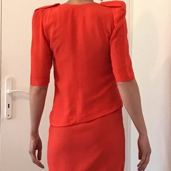 Maje Red 100% Silk Dress - Picture 3 of 7